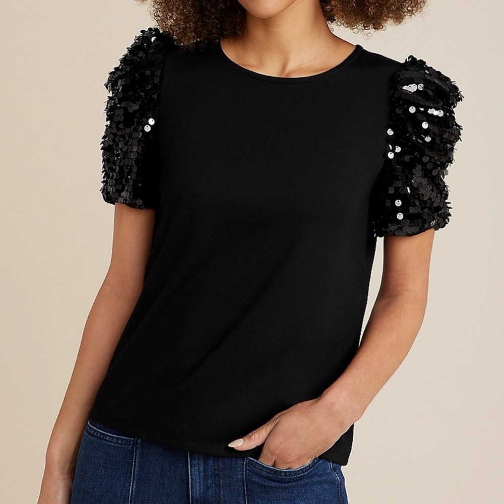 Maurices Black Top with Sequin Sleeves